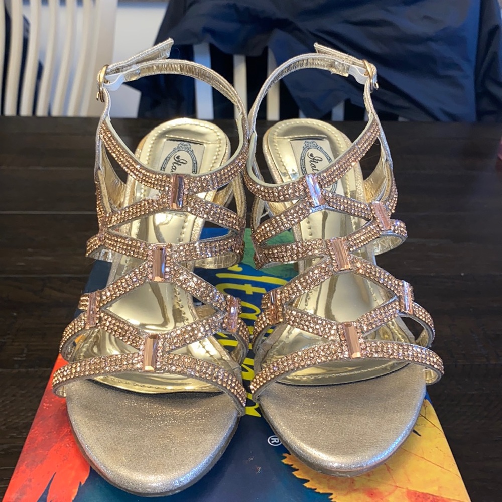Gold high heels